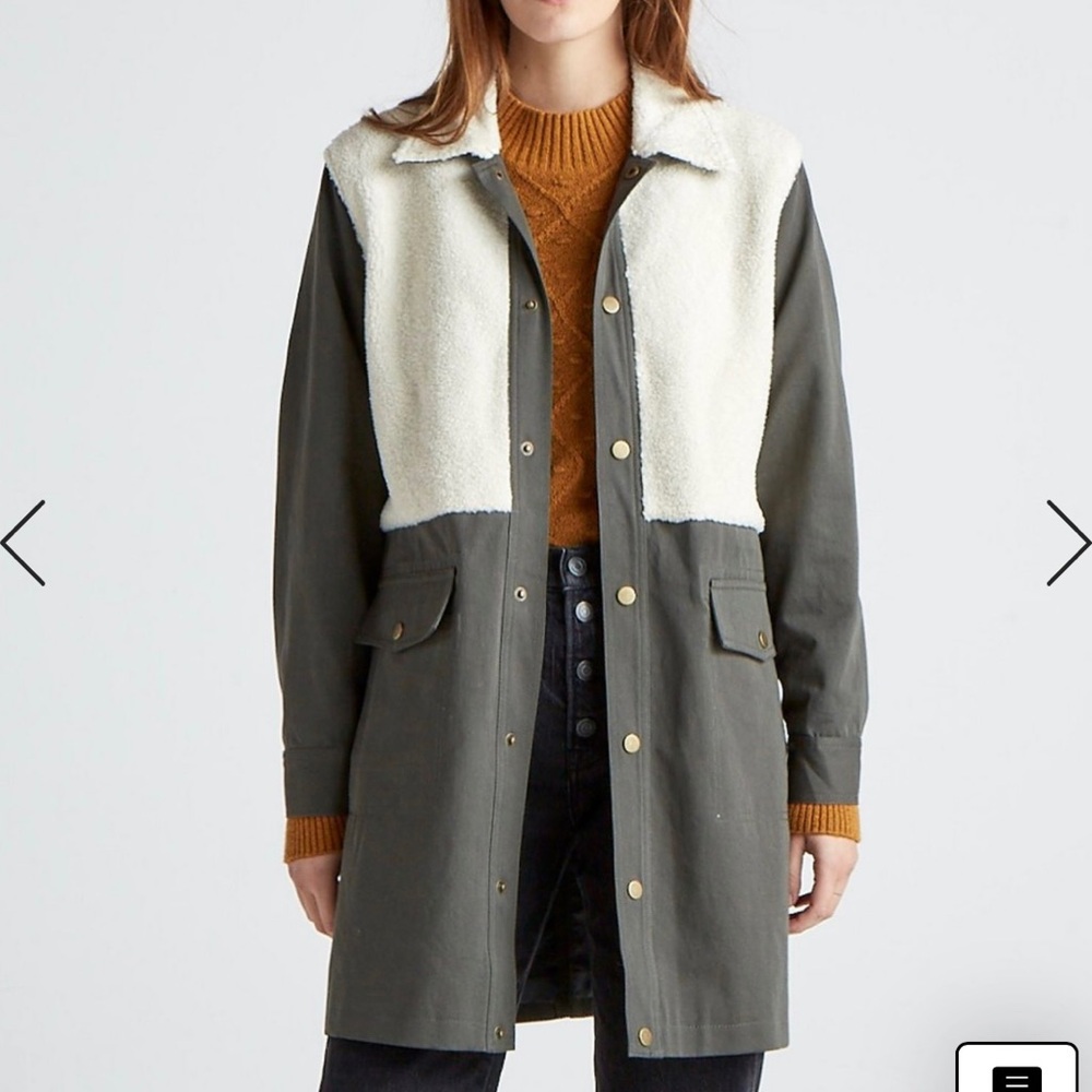 NWT Lucky Brand "Mixed Sherpa Utility Jacket" Size XL